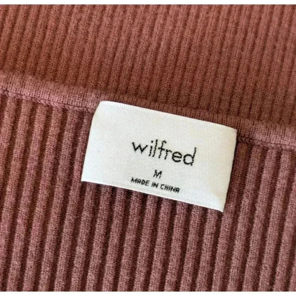 Aritzia Wilfred Gabrielle Ashy Rose Pink Off the Shoulder Midi Knit Dress Medium - Picture 3 of 8